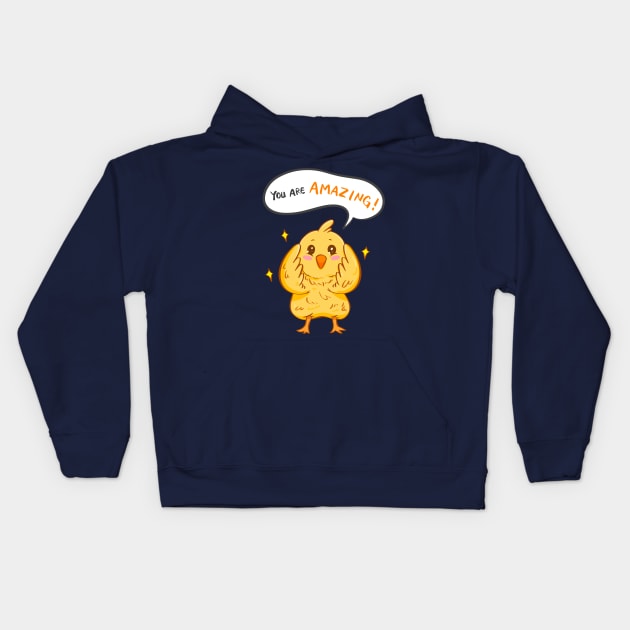 You are amazing! Yellow chicks baby chicken Kids Hoodie by Manda Colors